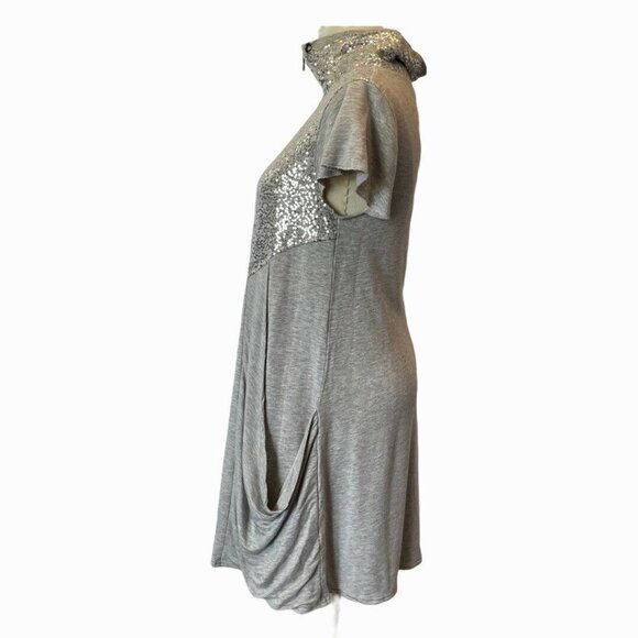Kensie Womens Gray Cybercore Edgy Vaporwave Sequin Slouchy Dress - Picture 4 of 11